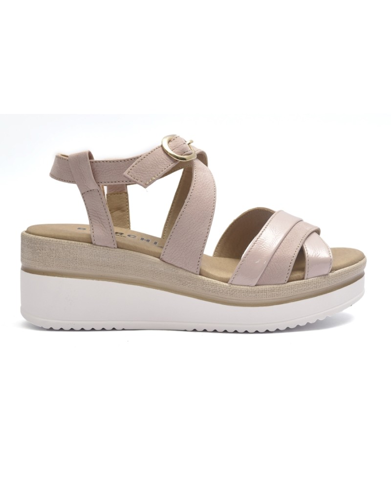 Sandalia Baerchi con cuña de piel