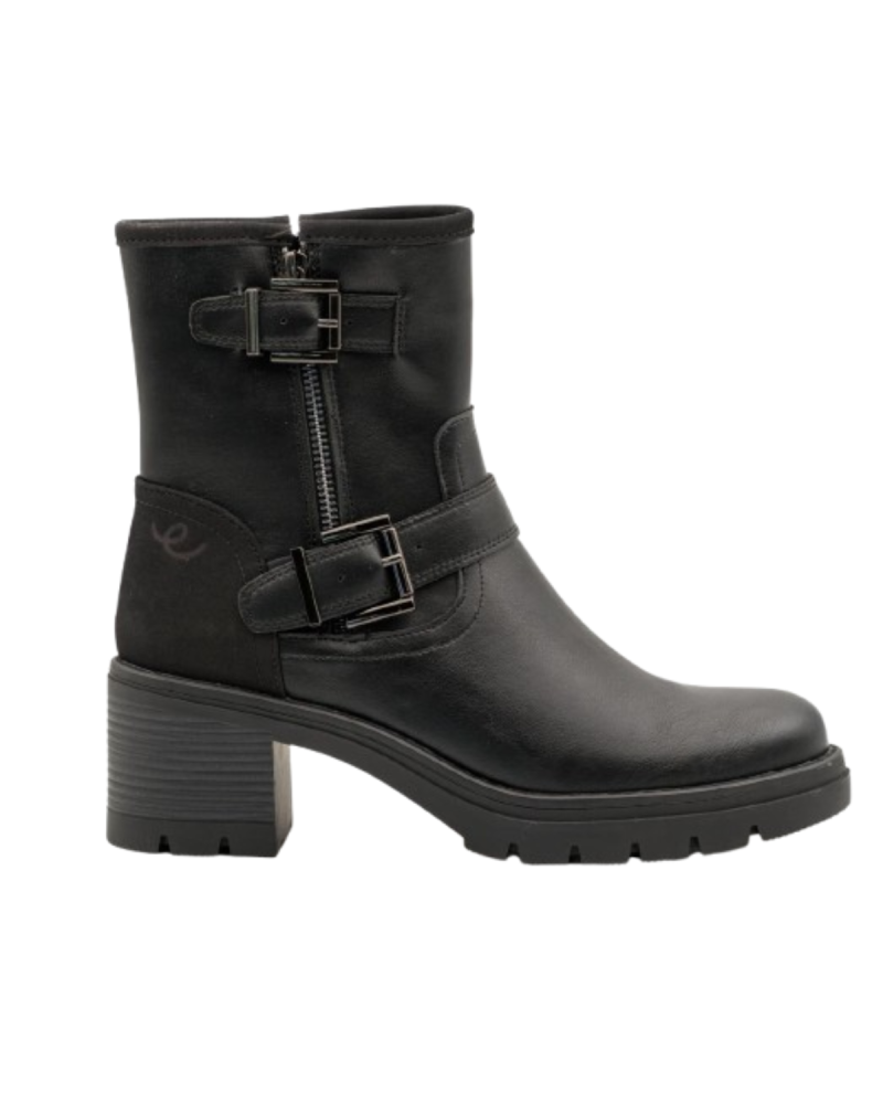 Botín con hebillas de tacón color negro