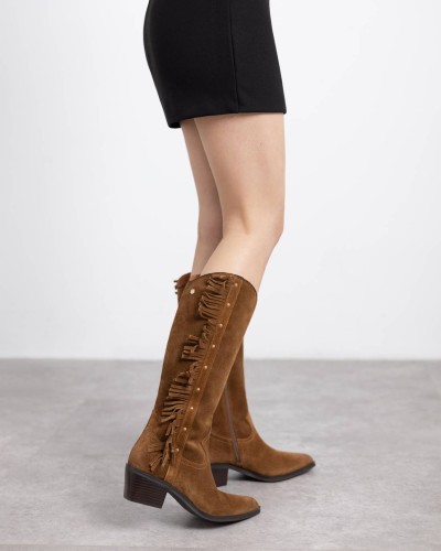 Bota Carmela tacón color cuero