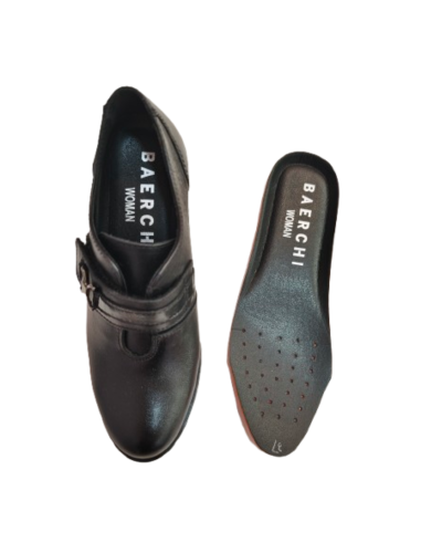 Zapato abotinado baerchi de señora color negro, es de piel muy blandita y cómodo perfecta para todo el día. Con un tacón medio p