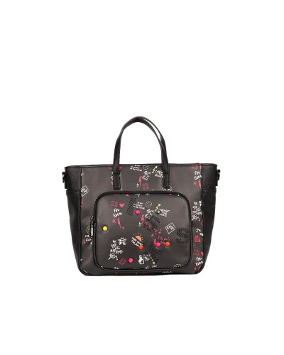 Bolso color negro  con print de Pepe Moll tamaño pequeño