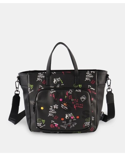 Bolso color negro  con print de Pepe Moll tamaño pequeño