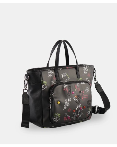 Bolso color negro  con print de Pepe Moll tamaño pequeño