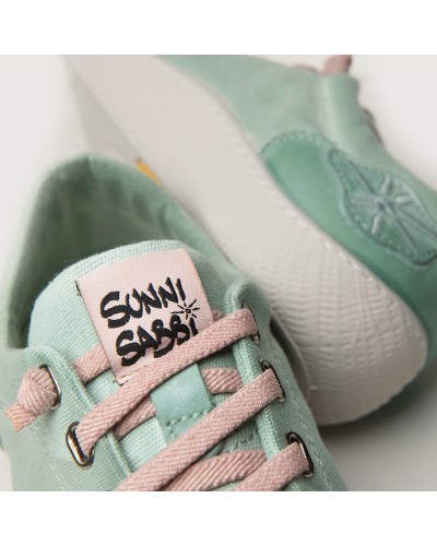 Deportiva Urbana Tela Verde Menta Sunni Sabbi Barefoot Plantilla Extraíble