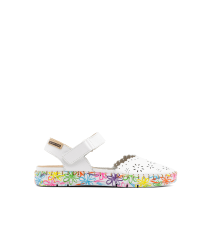 Sandalia cómoda de verano color blanco de piel