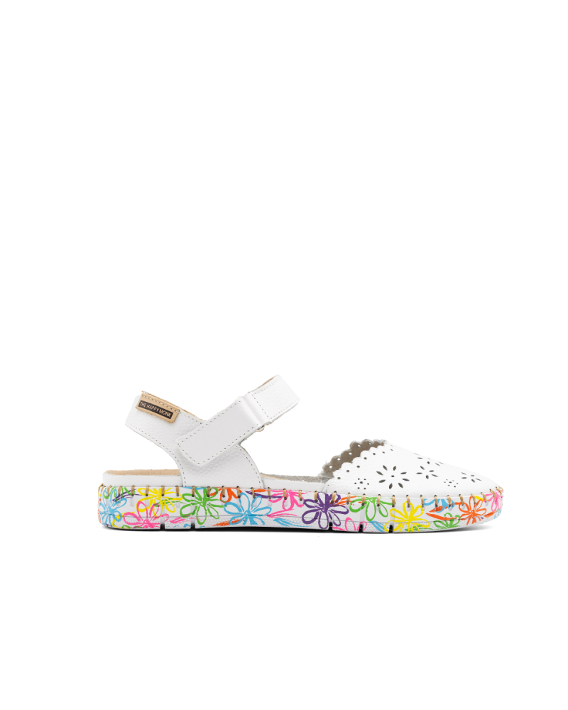 Sandalia cómoda de verano color blanco de piel