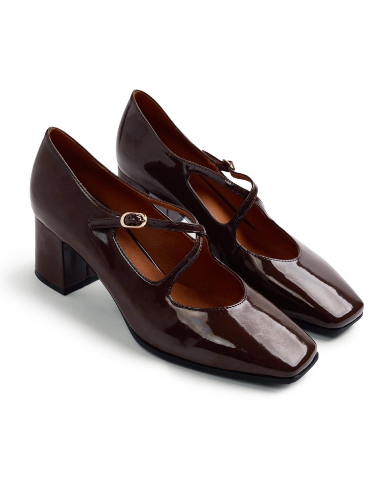Mocasín con hebilla con tacón medio color marrón Mocasín hebilla de gioseppo  color marrón